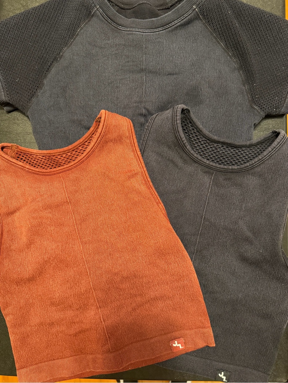 Lot of 3 Tops Rust & Gray-Black